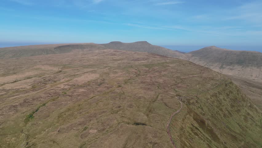 Aerial Shot of the Mountains of the Brecon Beacons National Park, Wales