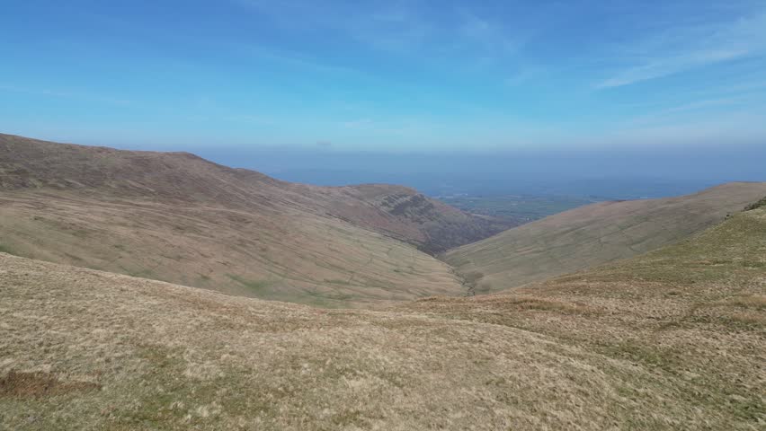 Aerial Shot of the Mountains of the Brecon Beacons National Park, Wales