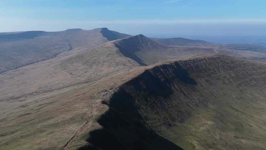 Aerial Shot of Pen y Fan mountain in the Brecon Beacons National Park, Wales