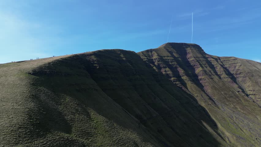 Aerial Shot of Pen y Fan mountain in the Brecon Beacons National Park, Wales