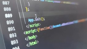 Close up macro of javascript programming source code scrolling on monitor screen - Powered by Shutterstock - Get 15% off with code: PIKWIZARD15