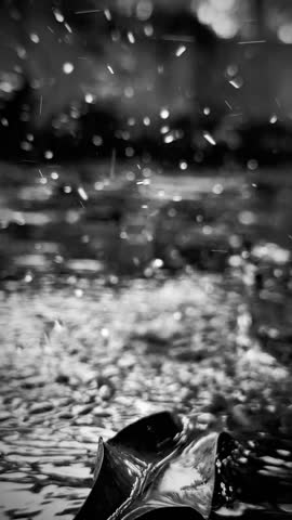 Rain Drops on water in Black and White