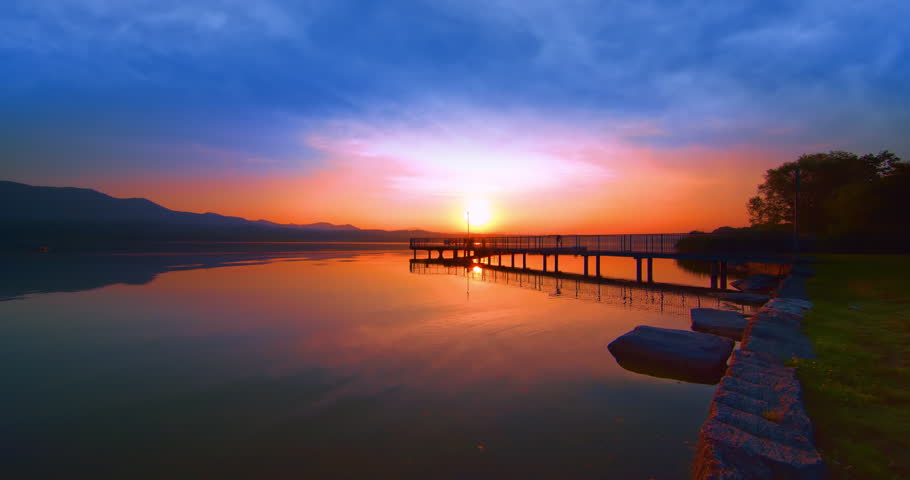 Fantastic sunset over the lake