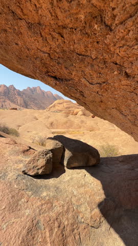 Iconic rock arch at Spitzkoppe in the Namib Desert of Namibia.