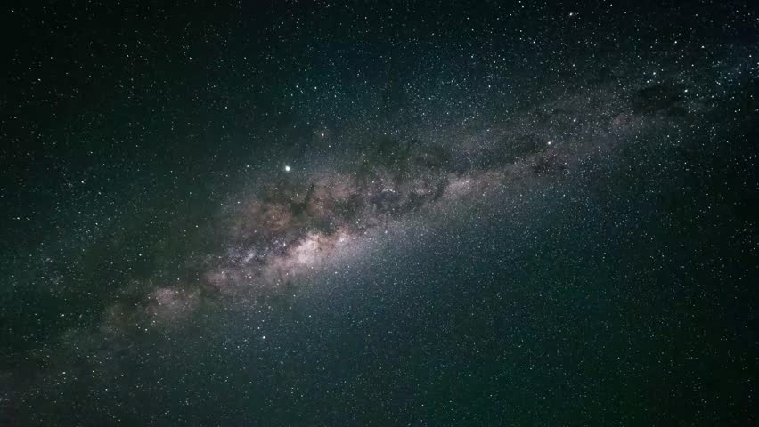 Milky Way galaxy visible in a clear night sky showcasing a breathtaking timelapse of shimmering stars and cosmic dust patterns across the vast expanse of deep space