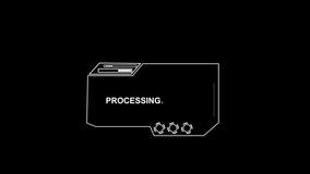 Processing interface animation with loading bar. Processing interface futuristic technology display. Processing interface digital status graphic on black. - Powered by Shutterstock - Get 15% off with code: PIKWIZARD15