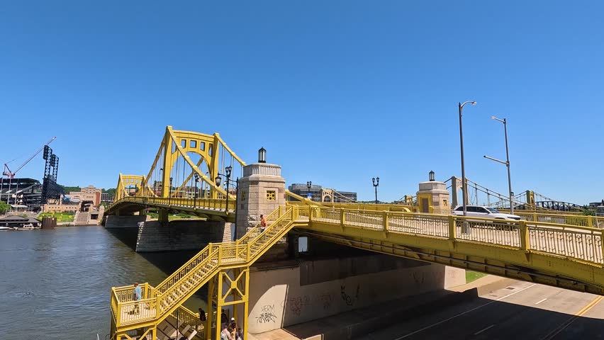 footage of PNC Park baseball stadium home of the Pirates in Pittsburgh Pennsylvania USA