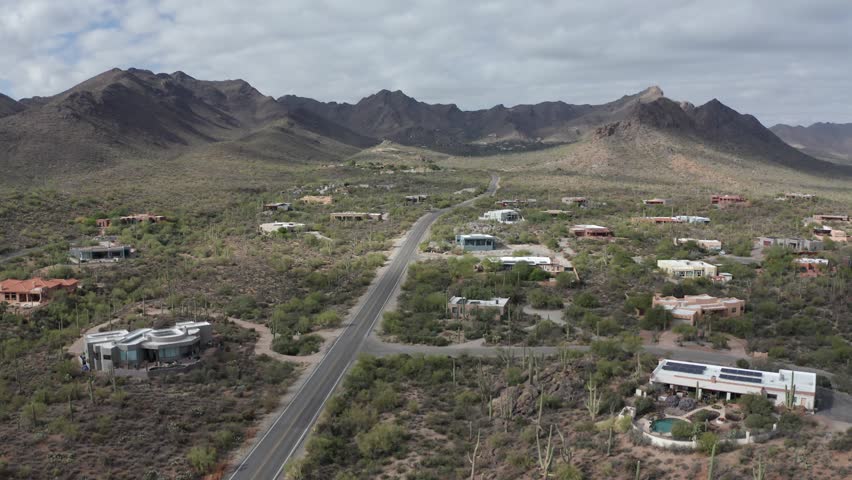 Aerial View of Tucson Arizona Against Sonoran Desert Mountains