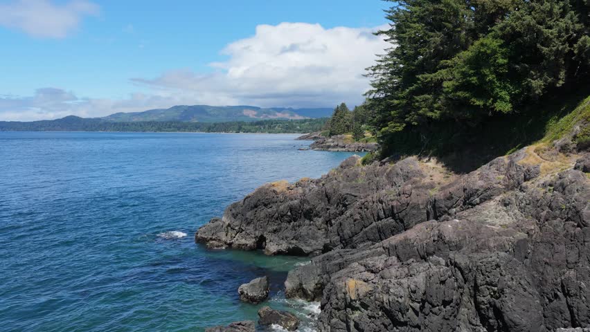 Beautiful Rocky Coastline Of Vancouver Island With Pacific Ocean Views