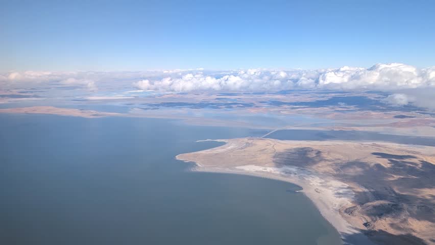 Aerial View of Great Salt Lake Shoreline in Utah