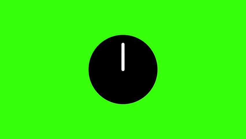 Minimal clock icon timelapse timer animation on green screen background