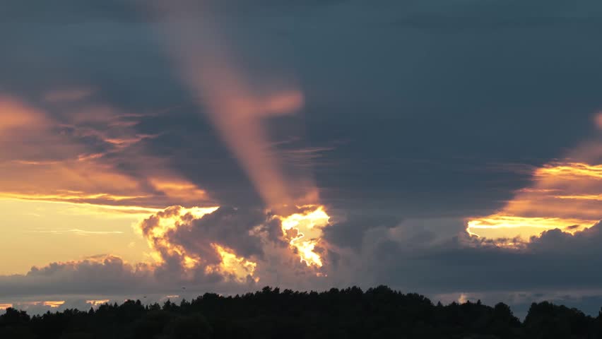 Stockholm, Sweden A finger-of-God sunset over Lake Malaren