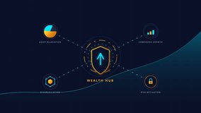Futuristic digital network security hub with data analysis and protection icons, representing cybersecurity and information safety. - Powered by Shutterstock - Get 15% off with code: PIKWIZARD15