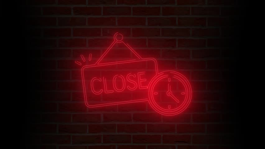 A vibrant red neon sign displaying the word 
