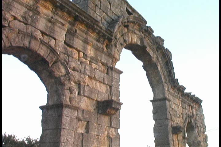 2 shots of an Ancient Greek city gate near Silifke, southern Turkey