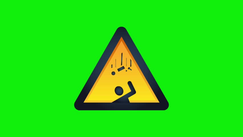 Bright yellow triangular caution sign showing a person slipping on a wet surface.