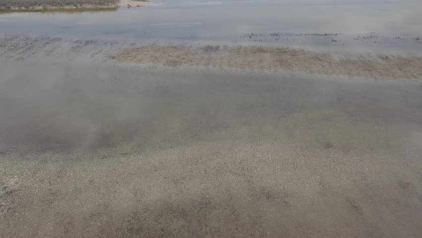 Flying over a swamp in autumn after rain