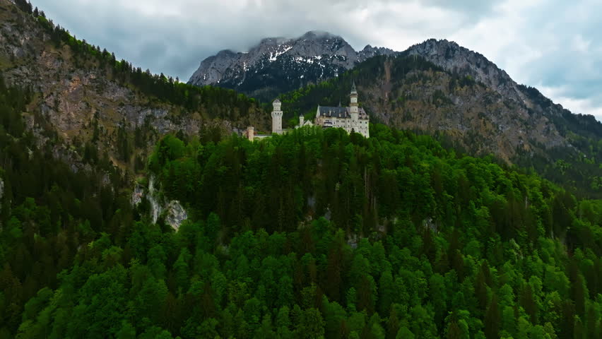 Aerial view of Neuschwanstein Castle in Bavaria Germany at summer