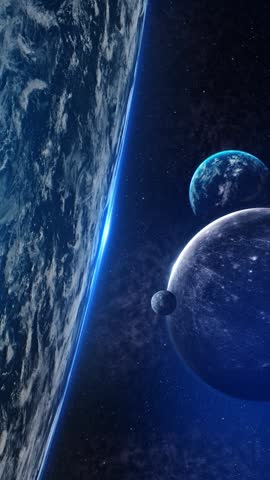 Mercury planet Rotating on space or galaxy and stars milky way, Animation of planet Mercury seen from space. planet Earth with blue brown white elements orbits a . Science and technology concept.