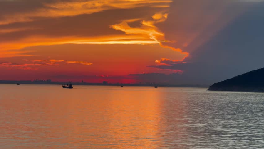Beautiful orange landscape sunset looks beautiful in nature.