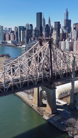 New York Skyline At Manhattan In New York United States. Queensboro Bridge Scenery. Stunning Cityscape. New York Skyline At New York United States. Highrise Buildings Landscape.