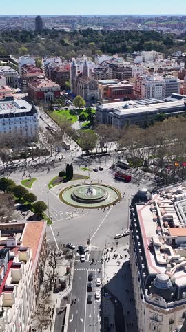 Neptuno Fountain At Madrid In Comunidad De Madrid Spain. Famous Roundabout. Downtown Cityscape. Madrid At Comunidad De Madrid Spain. Cultural Heritage Skyline. Prado Museum Scene.
