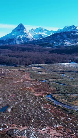 Patagonia Argentina. Amazing snow mountain range at Ushuaia Argentina province of Tierra del Fuego called Town End the of World. Ushuaia Patagonia Argentina. Ushuaia Argentina. Patagonia landscape.