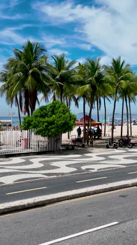 Copacabana Beach At Rio De Janeiro In Rio De Janeiro Brazil. Travel Destination. Tourism Scenery. Rio De Janeiro At Rio De Janeiro Brazil. Summer Travel. Tropical Scenery.