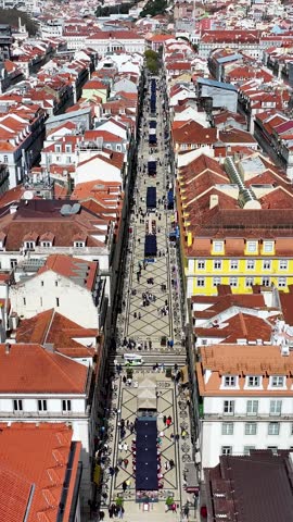 Lisbon Skyline At Lisbon In District Of Lisbon Portugal. Comercio Square Scenery. Augusta Street Cityscape. Lisbon Skyline At Portugal. Historic City Landscape. Tourism Landmark.