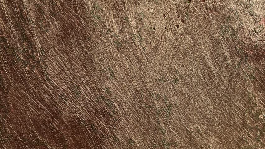 Abstract timelapse of copper oxidation and verdigris formation on scratched metal surface, showing turquoise corrosion, crystalline growth and aged copper texture evolving over time