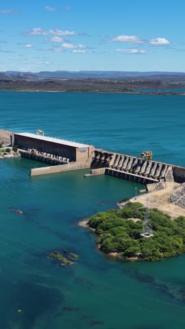 Sobradinho Reservoir Of Sobradinho In Bahia Brazil. Power Plant. Water Dam Landscape. Nature Skyline. Sobradinho Reservoir At Sobradinho. Sao Francisco Valley.