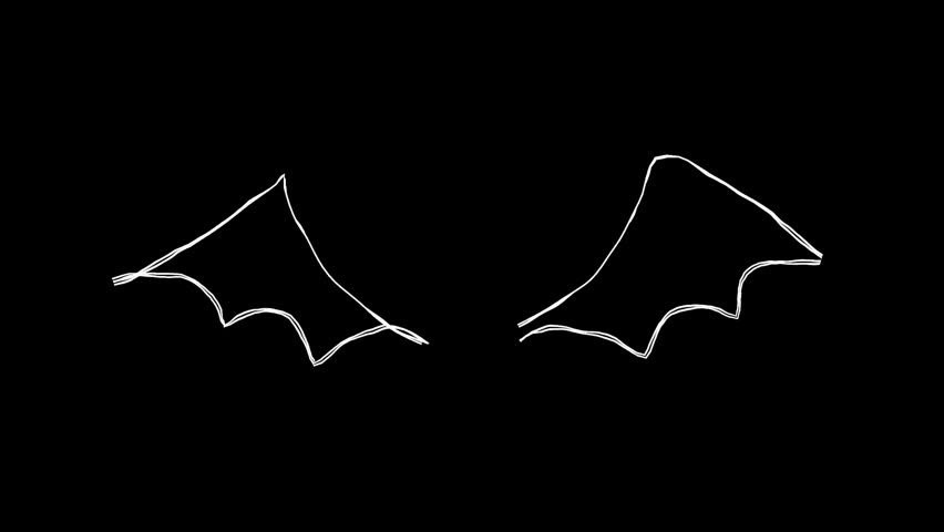 A cute, doodled line art illustration of devil wings. A hand-drawn icon animation with moving lines. Looping 4K animation.
