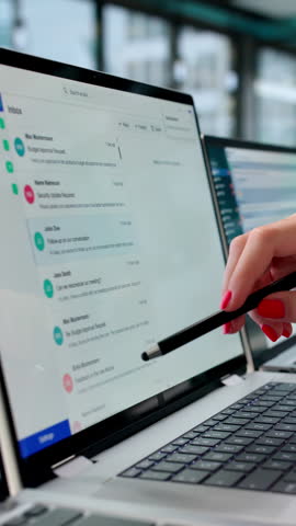 Corporate Manager Reviewing Email Platform For Secure Client Communication Solutions.