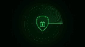 Digital cybersecurity shield with padlock inside green radar scanning interface, data encryption and secure access concept - Powered by Shutterstock - Get 15% off with code: PIKWIZARD15