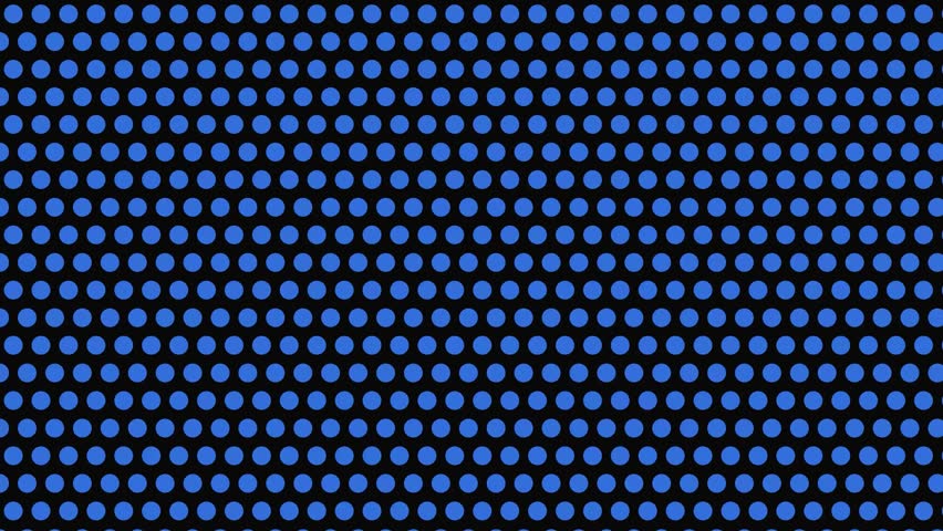 Comic book style boom text floating in jagged burst on moving blue halftone dots, pop art onomatopoeia, seamless loop