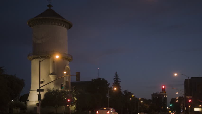 Fresno, California - June, 2013 - Old Water Tower in the early evening shot with a telephoto lens. Shot as raw from Canon 5D Mark II with Magic Lantern.