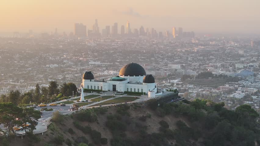 Aerial view of the Griffith Observatory in Los Angeles, USA