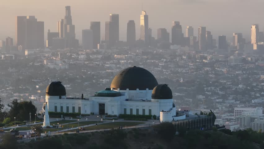 Aerial view of the Griffith Observatory in Los Angeles, USA