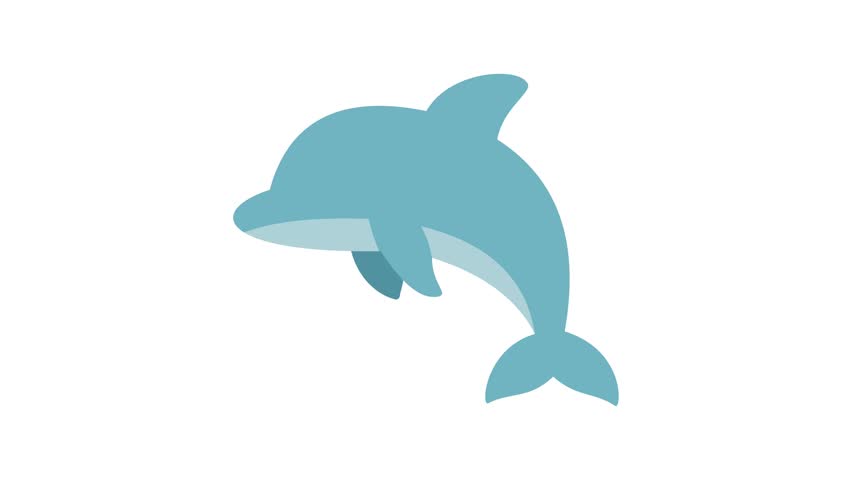 Cute animated blue dolphin flat vector icon motion graphic for ocean and marine themed videos
