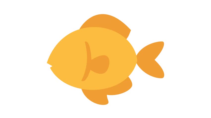 Cute animated yellow fish flat vector icon motion graphic for ocean and marine themed videos