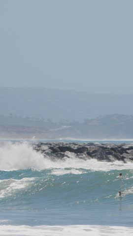 Big slow motion wave crashing on shore