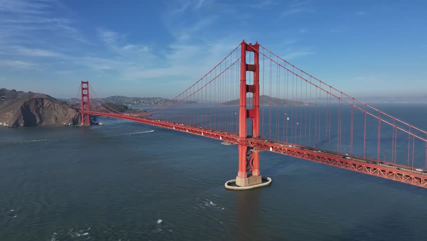 Aerial view of the Golden Gate Bridge in San Francisco, California, USA