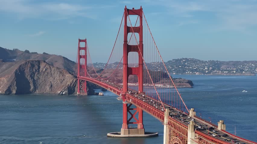 Aerial view of the Golden Gate Bridge in San Francisco, California, USA
