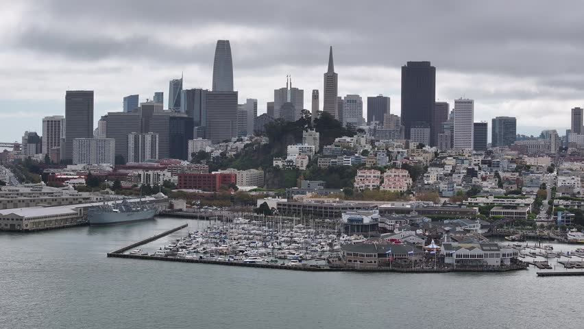 Aerial view of city skyline of San Francisco, California, USA