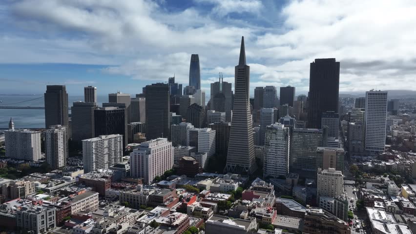 Aerial view of city skyline of San Francisco, California, USA