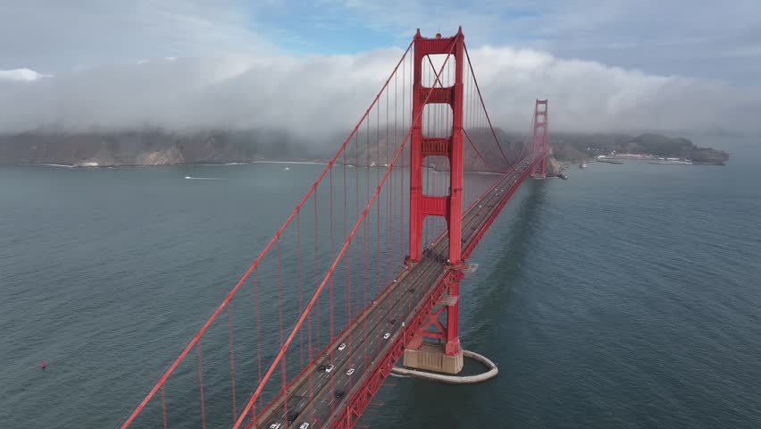 Aerial view of the Golden Gate Bridge in San Francisco, California, USA
