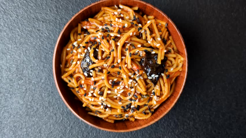 Yakisoba, Asian noodles with vegetables and meat, is a Japanese spicy food. Yakisoba or udon
