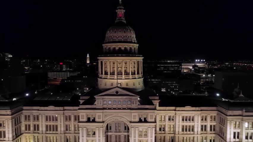 Night View of a Historic Government Capitol Building with Classical Architecture