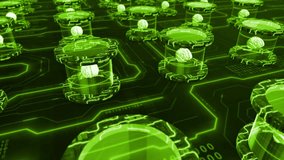Animated  Lime green  color 3d brain interlinked of ai simulation of human intelligence futuritstic circuit board processing global humans data hi tech design black technology 3D background - Powered by Shutterstock - Get 15% off with code: PIKWIZARD15