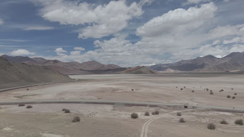 Breathtaking mountain landscape in nyoma, Ladakh, India, featuring rugged peaks, clear blue skies, and stunning natural scenery.